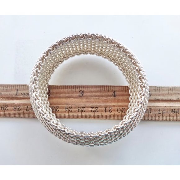 Tiffany Wide Somerset Bracelet Mesh Weave Flexible Bangle in Sterling Silver - Picture 3 of 5